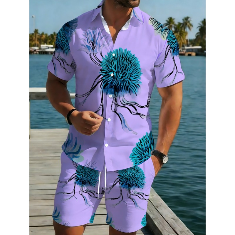 Beach Shirt Hawaiian - Heren Hawaiiaans overhemd en shorts set,