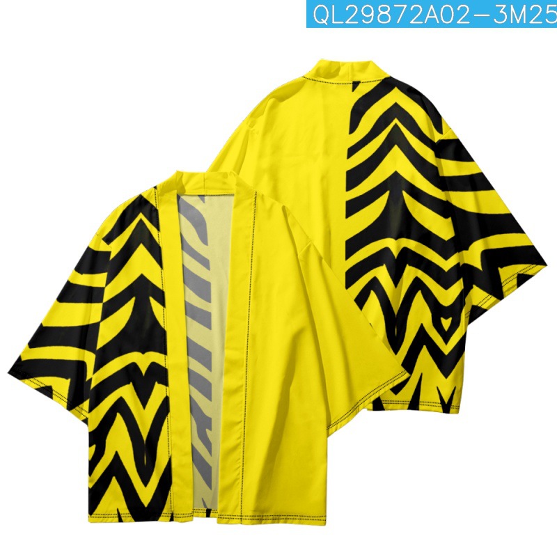 Yellow Summer Clothing - Zomer Mode Bloem Zwart Gestreepte Gedrukt