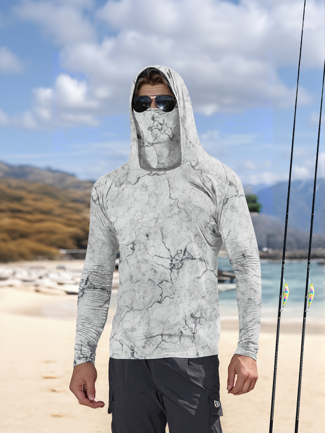 Summer Clothing Tops - Heren Hood Fishing Shirt lange mouw