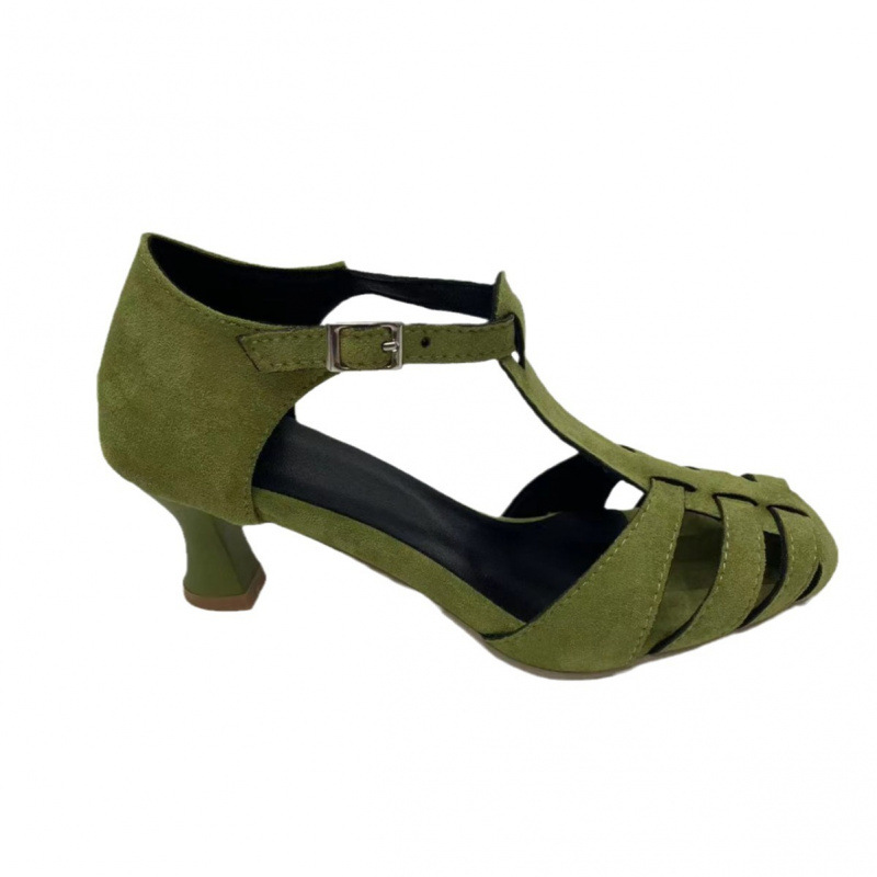 Dames Groene Suède Kitten Heel - Summer Clothing Modest recensie en prijs
