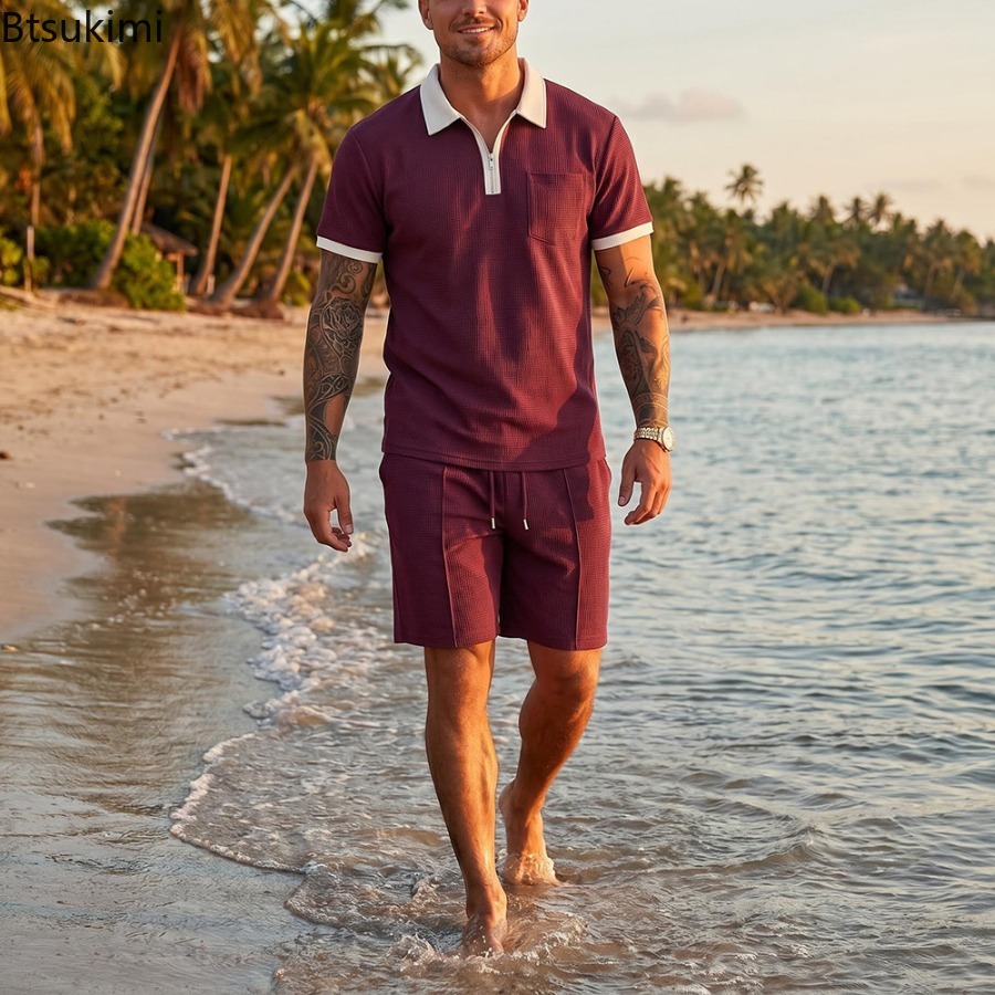 Herenpolo met wafelkraag, kort - Summer Clothing Vacation recensie en prijs