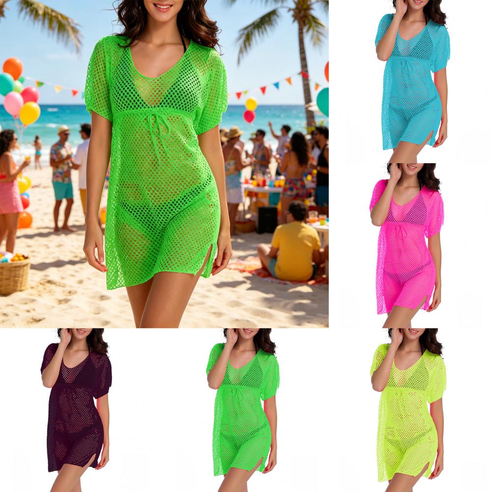 Bikini-cover-up met trekkoord, - Swim Cover Up Mesh recensie en prijs